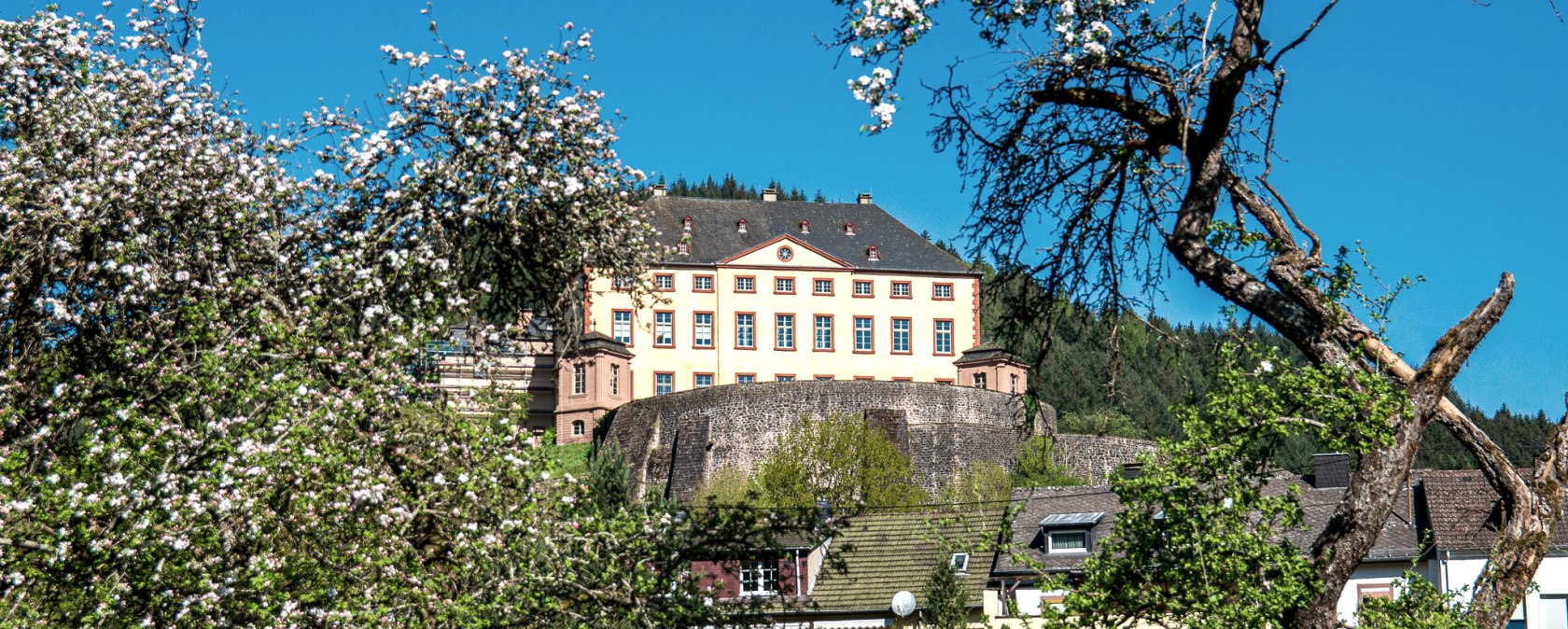 Schloss Malberg im Frühling, © Tourist-Information Bitburger Land Schloss Malberg im Frühling, © Tourist-Information Bitburger Land