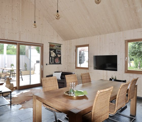 Wohnzimmer Sicht auf Terrasse Wohnzimmer Sicht auf Terrasse