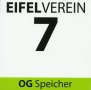 Trail marker of the Eifelverein with the number 7 and the Speicher local group on a white background with a green stripe., © Eifelverein OG Speicher