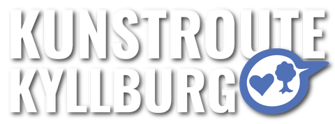 Une typographie claire et moderne pour la « Kunstroute Kyllburg ». Le design combine du texte avec un élément graphique en bleu.