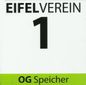 Schild des Eifelvereins mit der Nummer 1 und dem Text OG Speicher.