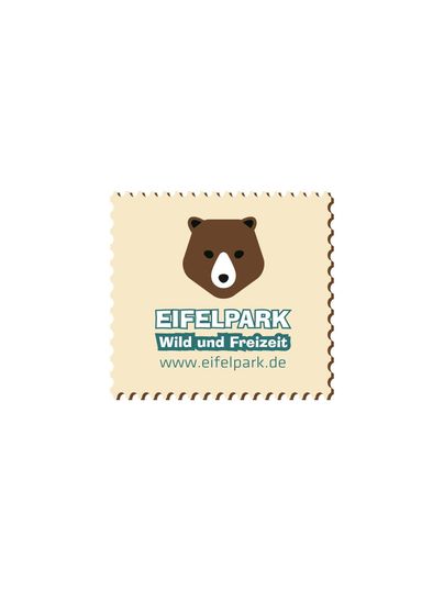 A logo of the Eifelpark featuring a bear motif. The text displays the name of the park and the website.
