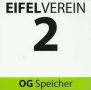 Wegmarkierung des Eifelvereins mit der Nummer 2 und OG Speicher auf weißem Hintergrund mit grünem Streifen., © Eifelverein OG Speicher