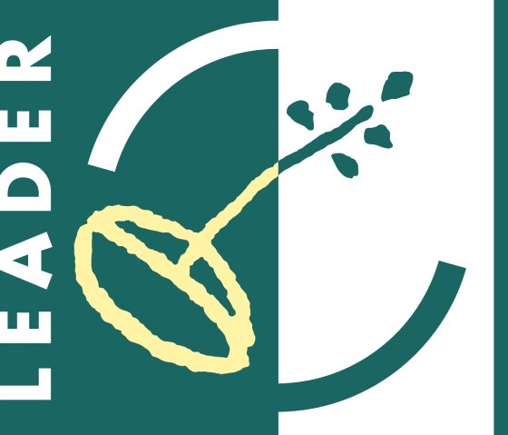 Logo mit dem Wort 'LEADER' in Weiß auf grünem Hintergrund, daneben ein stilisierter gelber Kreis und Pflanze., © dvs