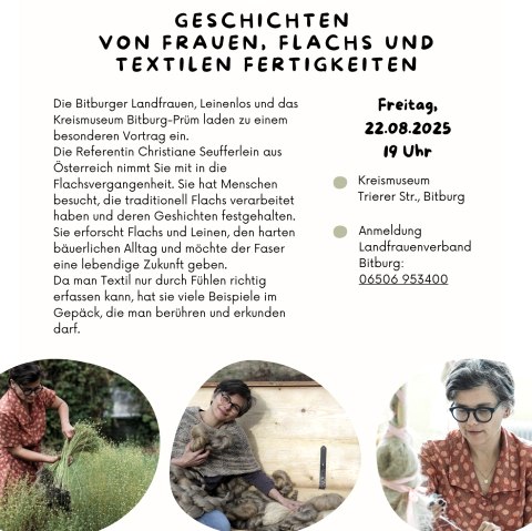 Plakat zum Vortrag Geschichten von Frauen, © Bitburger Landfrauen