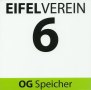 Wandelpadmarkering van de Eifelverein met het nummer 6 en de inscriptie OG Speicher op een witte achtergrond., &copy; Eifelverein OG Speicher