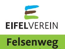 Logo des Eifelvereins mit dem Schriftzug 'Felsenweg'.