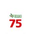 Logo du parc naturel de l'Eifel du Sud avec une feuille verte et des baies rouges, avec en dessous le chiffre 75 en rouge sur fond blanc., © Naturpark Südeifel