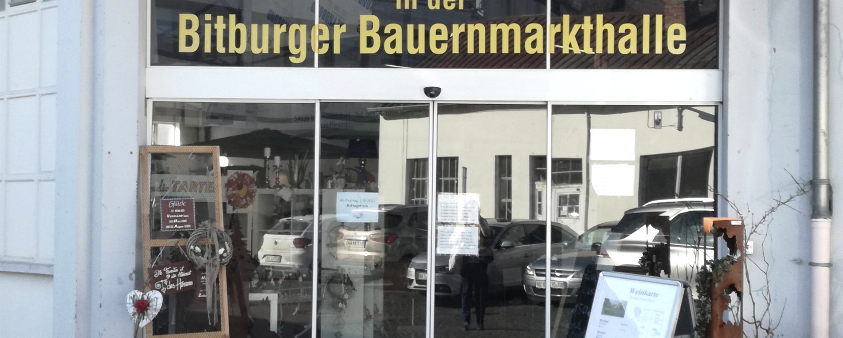 Biauernmarkthalle Eingang, © Tourist-Information Bitburger Land