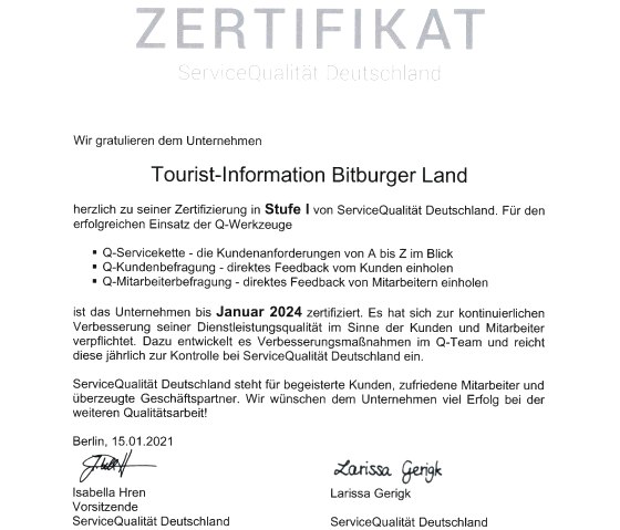 Servicequalit&auml;t Deutschland Urkunde