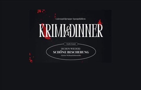 Een evenement voor een thriller-diner met de uitnodiging "Mooie Verpakking". De titel en het ontwerp zijn in elegante lettertype uitgevoerd.